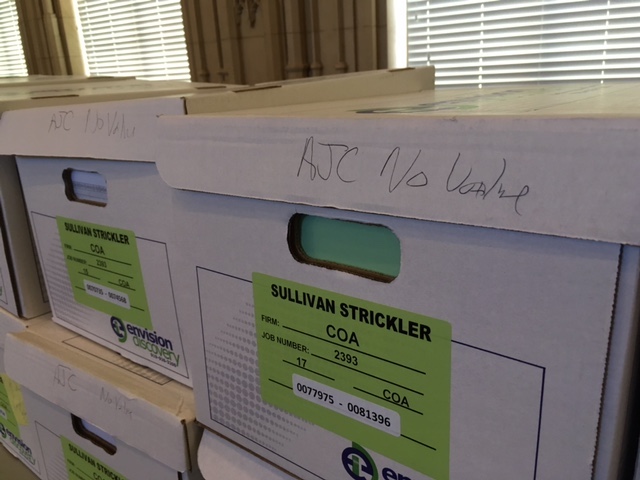 An annotation on a box of documents released by the City of Atlanta. Photo by Timothy Pratt.