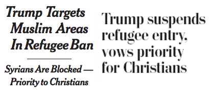Front-page headlines from The New York Times, left, and The Washington Post, right. 