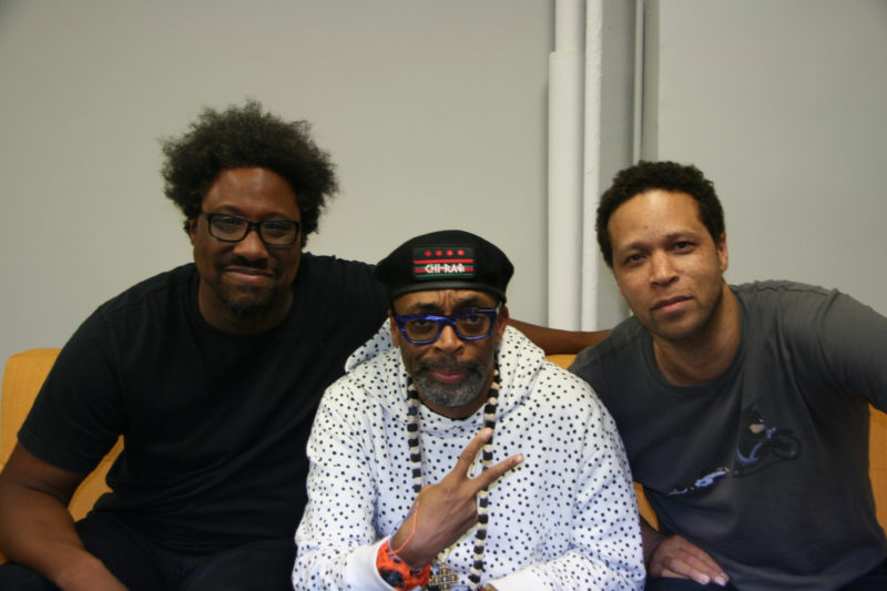 Hosts W. Kamau Bell and Kevin Avery of the podcast Denzel Washington is the Greatest Actor Of All Time, from Earwolf, pose with Spike Lee.